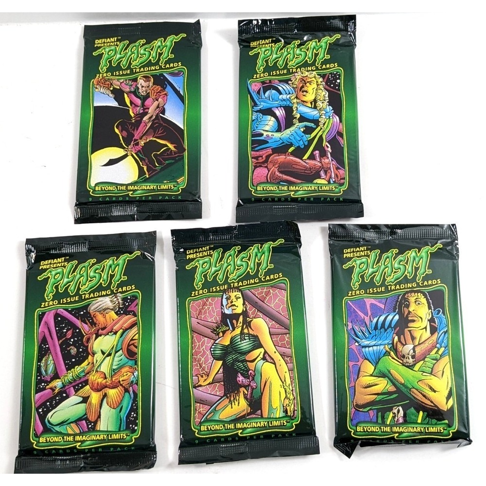 Lot of 5 Defiant Presents Plasm Zero Issue Trading Card Packs Sealed 1993
